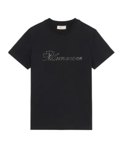 Blumarine Logo-embroidered T-shirt In Black