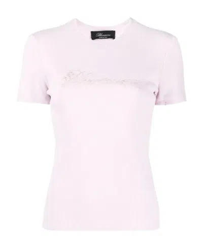 Blumarine Logo Embroidered T-shirt In Pink