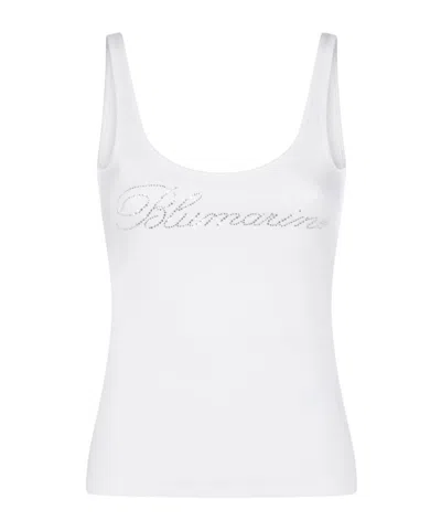 Blumarine Logo-embroidered Top In White