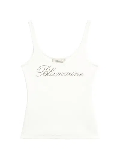 Blumarine Logo-embroidered Top In White