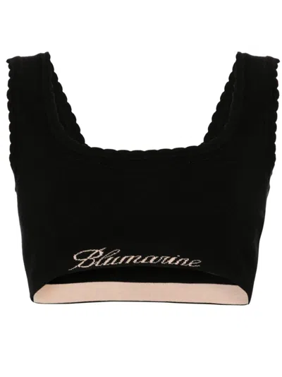 Blumarine Logo-jacquard Crop Top In 黑色