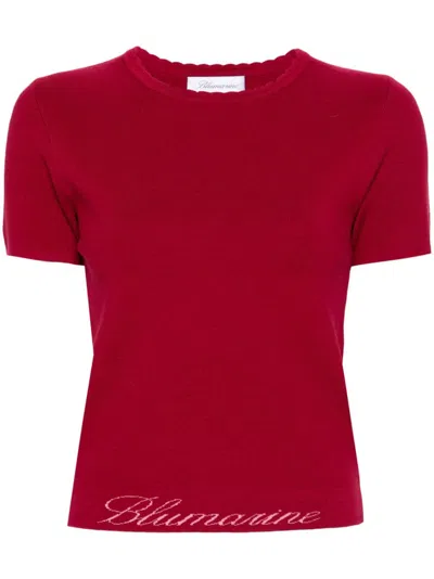 Blumarine Logo-jacquard T-shirt In 红色
