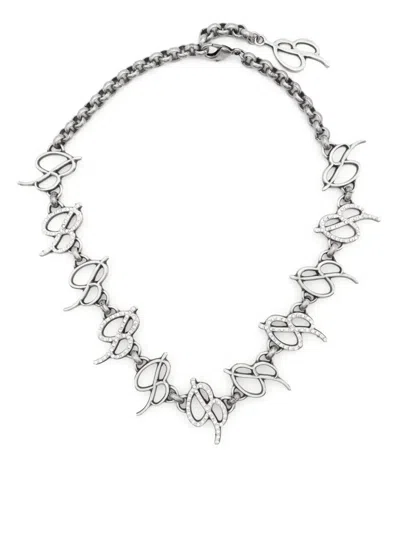 Blumarine Crystal Multi B Logo Choker In Silver