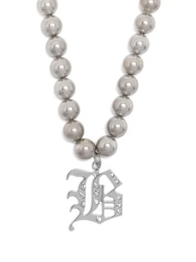 Blumarine Logo-lettering Polished-finish Necklace In Silver