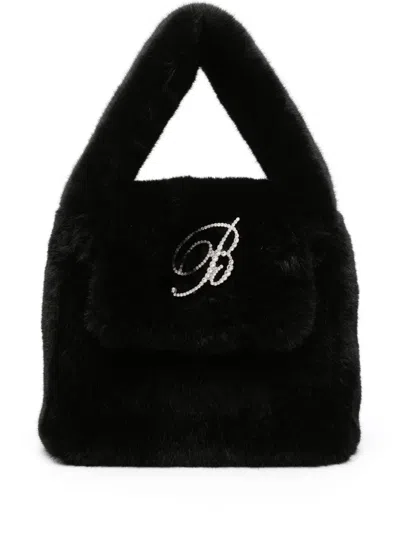Blumarine Logo-lettering Textured-finish Tote Bag In Black