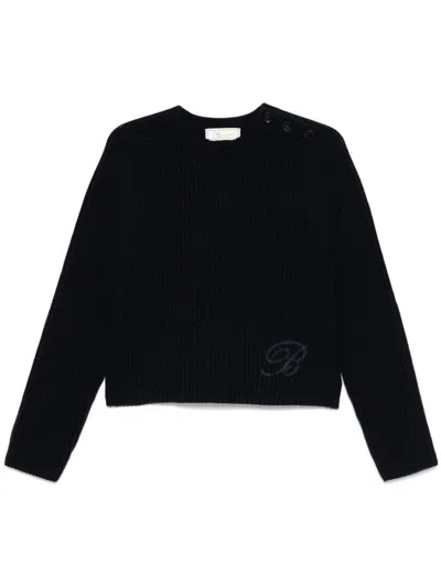 Blumarine Logo-patch Sweater In Blue