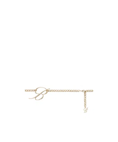 Blumarine Logo-pendant Chain Belt In Nude