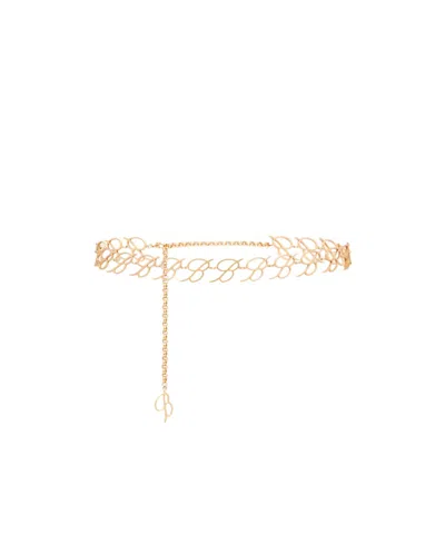 Blumarine Logo-plaque Chain Belt In Nude
