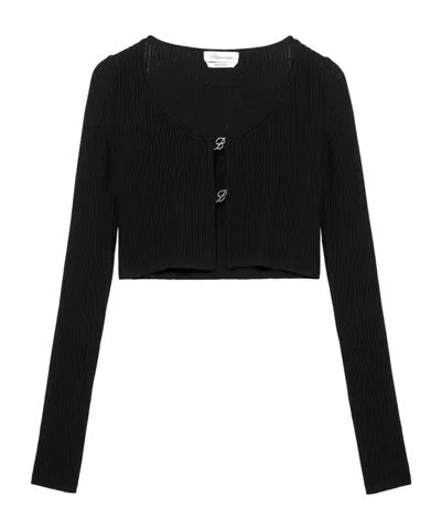 Blumarine Logo-plaque Cropped Cardigan In Black