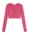 Blumarine Logo-plaque Cropped Cardigan In Pink