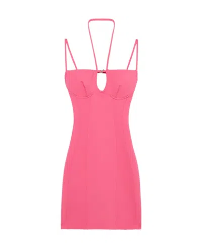 Blumarine Logo-plaque Halterneck Dress In Pink
