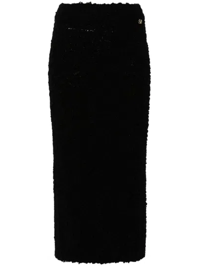 Blumarine Logo-plaque Midi Skirt In Black