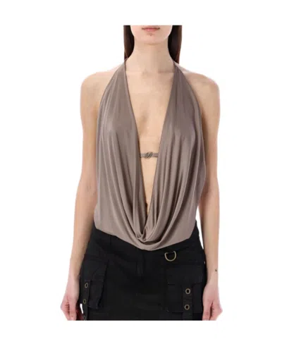 Blumarine Logo-plaque Sleeveless Body In Nude