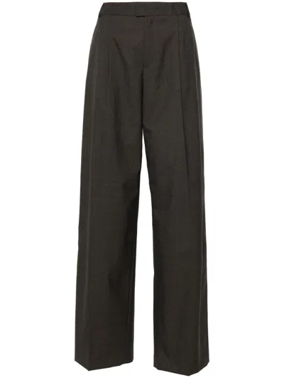 Blumarine Logo-plaque Trousers In Grey