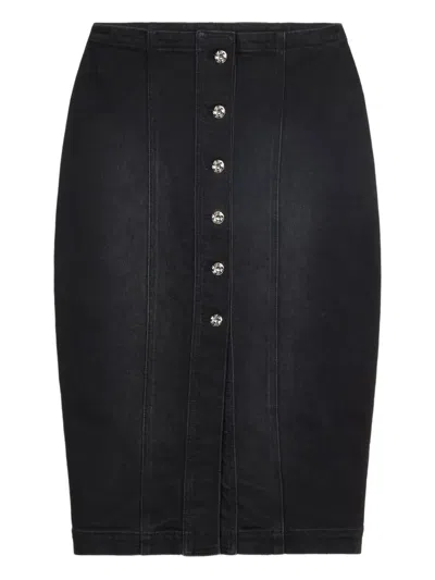 Blumarine Logo-print Denim Skirt In Black