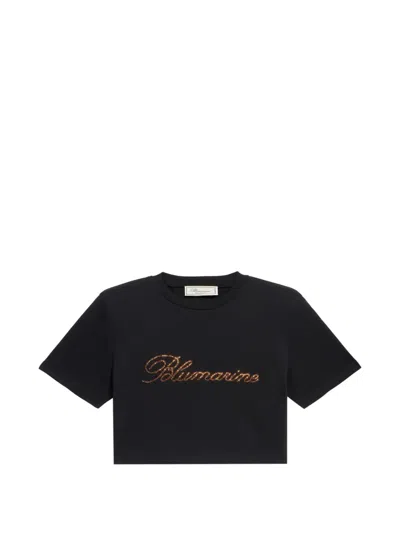 Blumarine Logo-print Jersey T-shirt In Black