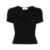 Blumarine Women Logo Ribbed Cotton Cropped T-shirt In Black