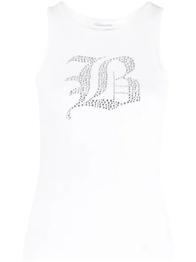 BLUMARINE BLUMARINE LOGO RIBBED COTTON TANK TOP