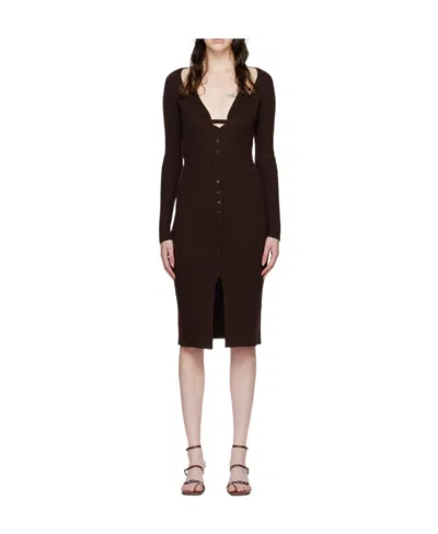 Blumarine Logo Ribbed Dress In Black