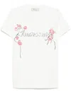 Blumarine Embroidered Floral Crew Neck Top In 白色