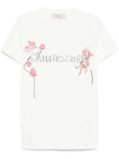 BLUMARINE RHINESTONE-LOGO T-SHIRT