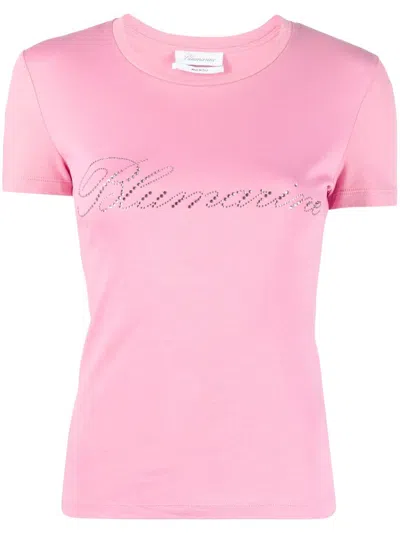 Blumarine Logo-embellishment Cotton T-shirt In Multicolor