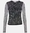 Blumarine Logo Tulle-trimmed T-shirt In Black