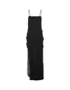 Blumarine Long Black Dress With Rose Embroidery In Black