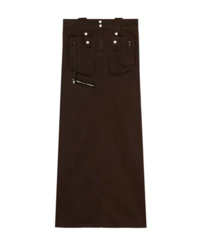 Blumarine Long Cotton Skirt In Black