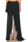 Blumarine Long Fringe Skirt In Black