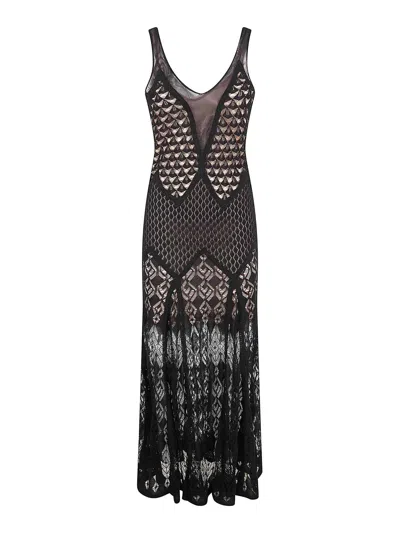 Blumarine Long Knit Dress In Black
