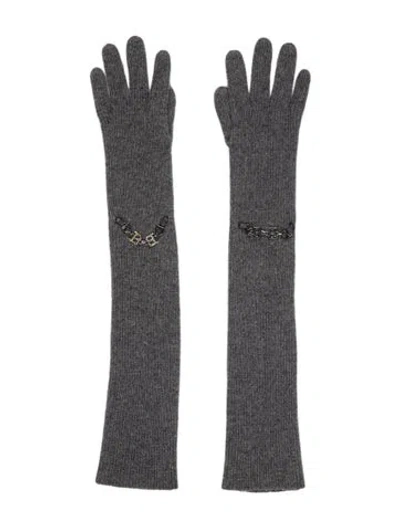 Pre-owned Blumarine Long Knit Gloves In Gray