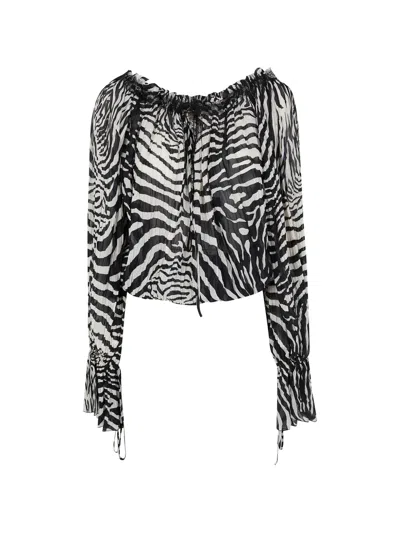 Blumarine Long-sleeve Animal-print Blouse In Animal Print