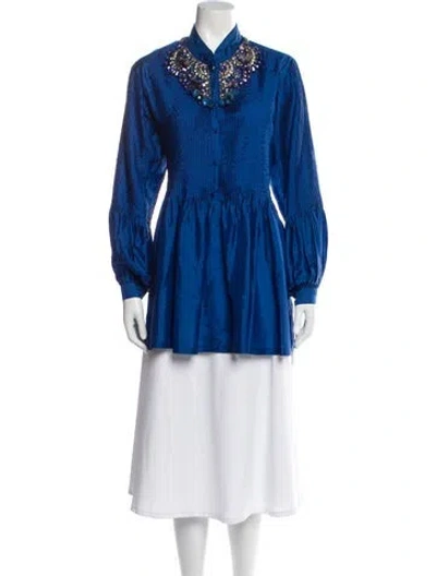 Pre-owned Blumarine Long Sleeve Blouse In Blue