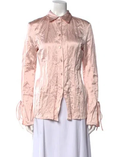 Pre-owned Blumarine Long Sleeve Button-up Top In Pink