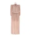 Blumarine Long Dress In Georgette With Balloon Sleeves In Nude