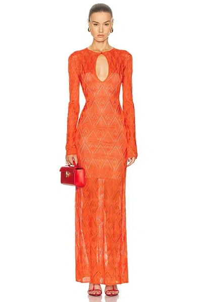 Blumarine Long Sleeve Dress In Orange