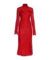 Blumarine Lace-insert High-neck Dress In Red
