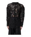 Blumarine Macrame-lace Shirt In Black