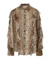 Blumarine Printed Georgette Shirt In Brown