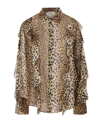 BLUMARINE BLUMARINE RUFFLED CHIFFON STATEMENT TOP