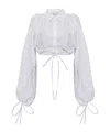 Blumarine Poplin Cropped Shirt In White
