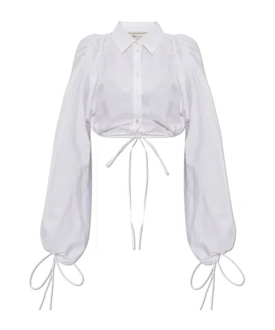 Blumarine Poplin Cropped Shirt In White