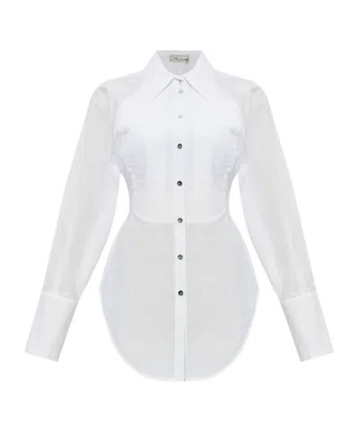 Blumarine Pleated Button Shirt In White