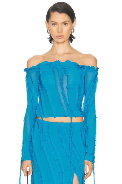 Blumarine Long Sleeve Top In Blue