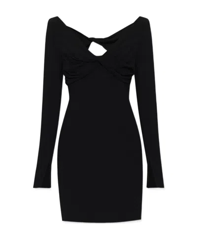 Blumarine Long-sleeve V-neck Minidress In Black