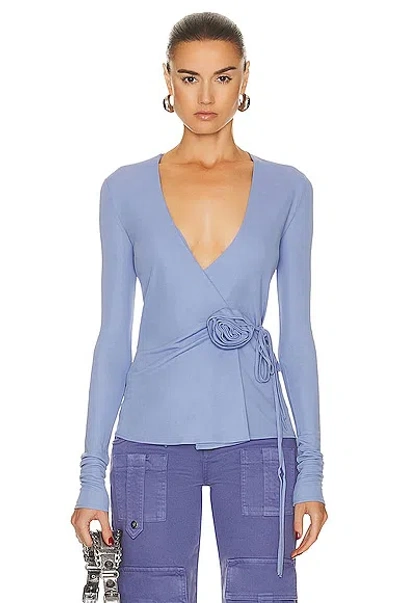 Blumarine Long Sleeve Wrap Top In Jasmine