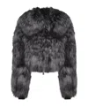 Blumarine Grey Leather Jacket In Black
