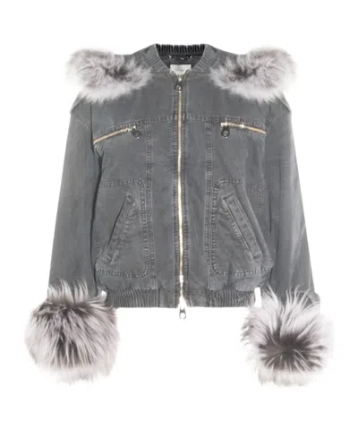BLUMARINE BLUMARINE HOODED ZIP-UP BOMBER JACKET