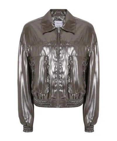 Blumarine Long-sleeved Casual Jacket In Gray